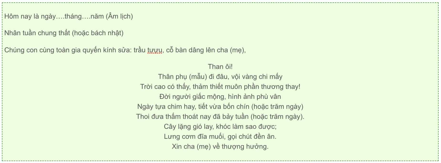 bài cúng chung thất