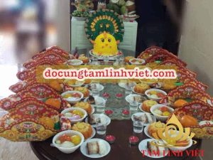 Mâm cúng thôi nôi cho bé trai miền Bắc