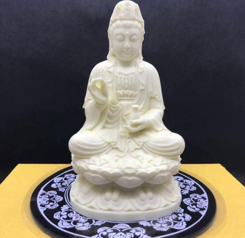 Tượng Quan Thế Âm Bồ Tát để xe ô tô bằng Đá Ngà